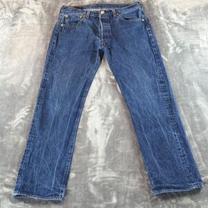 Levi's 501 Men's Jeans Straight Leg Size 34X34 Dark Wash 5 Button Fly